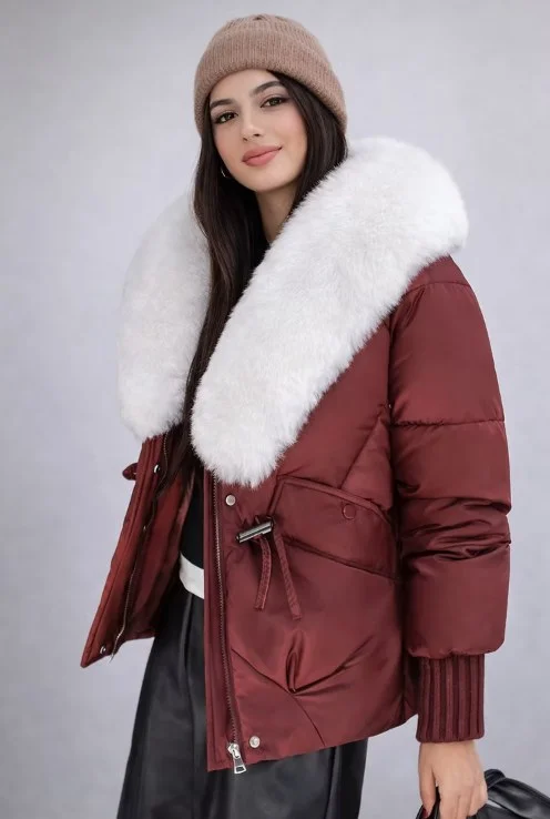Campera Puffer de Mujer con piel en el cuello